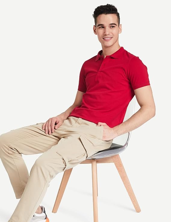 Amazon Brand - Symbol Men's Cotton Rich Solid Polo Tshirt | Collar Tshirts